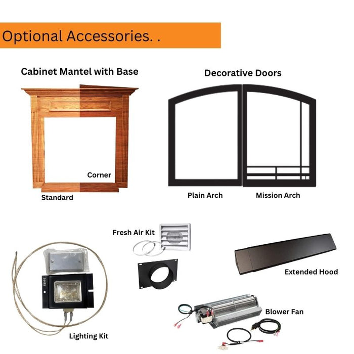 Empire Breckenridge Premium 32" Vent Free Firebox  Flush Front Optional Accessories. .