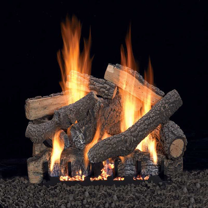 Empire Ponderosa Vented Gas Log Set Close-Up Flame On Black Background