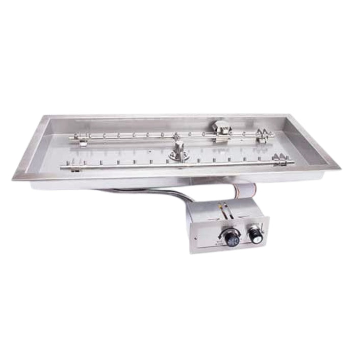 HPC Fire  H-Burner Rectangular Fire Pit Burner Insert  with Torpedo Burner and Push Button Flame Sensing