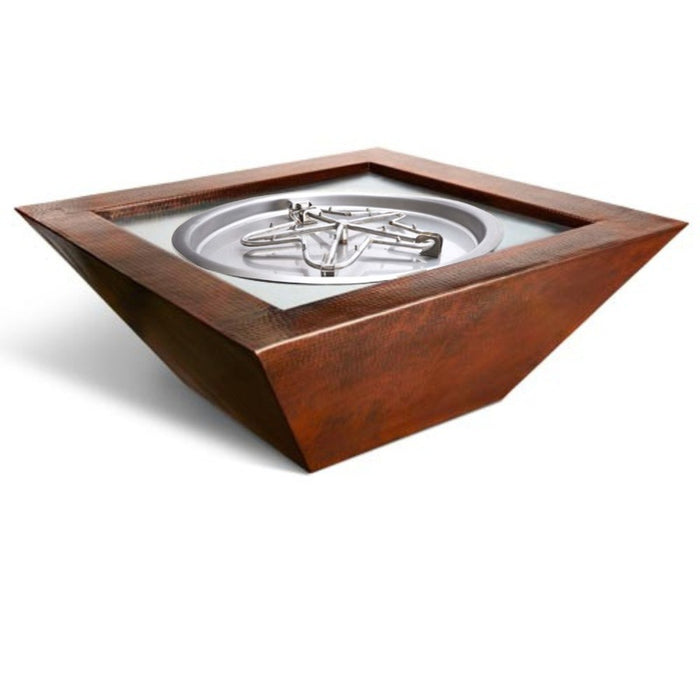 HPC Fire Sedona Hammered Copper Square Gas Fire Bowl  Torpedo