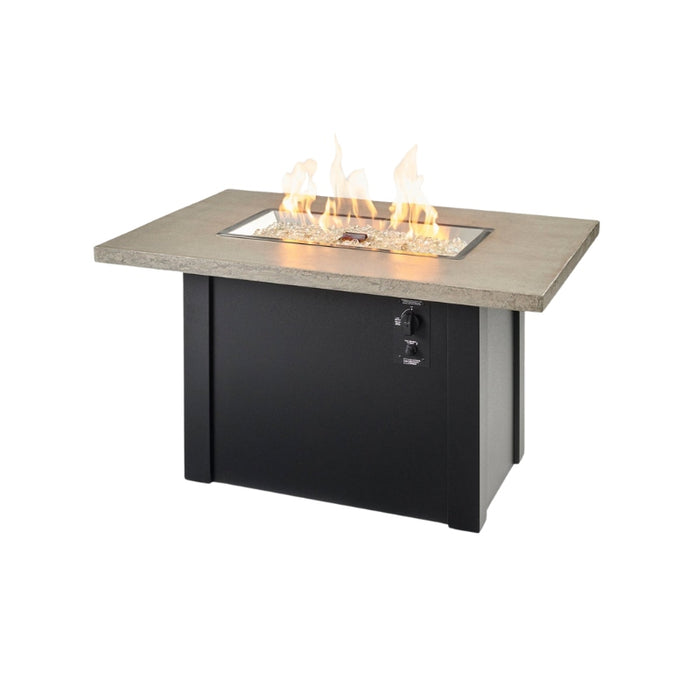 Havenwood 44 with Pebble grey Everblend top and Luverne Black base with Clear Tempered Fire Glass Gems Fire Burner On