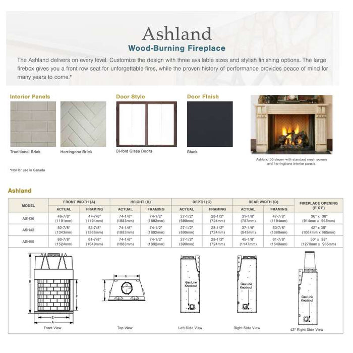 Majestic Ashland 50" Wood Burning Fireplace | ASH50