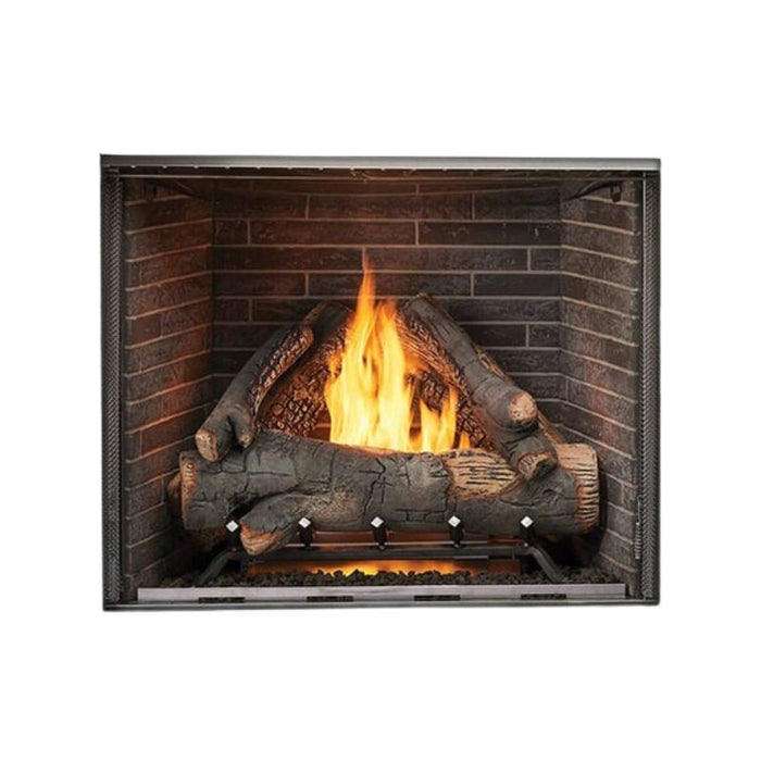 Majestic Courtyard 42" Outdoor Vent Free Gas Fireplace Standard Definition Logs with Traditional Brick - Brown Stainless Steel Grate and Lava Rock