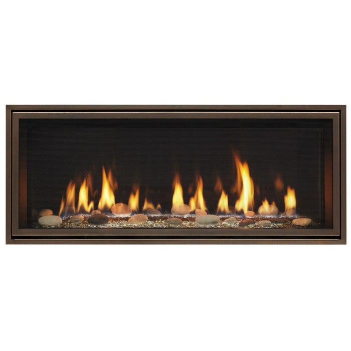 Majestic Echelon II 36 Linear Direct Vent Gas Fireplace  ECHEL36IN Clear Glass Natural StoneFront Scaled