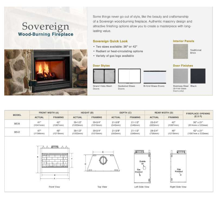 Majestic Sovereign Heat Circulating Wood Burning Fireplace