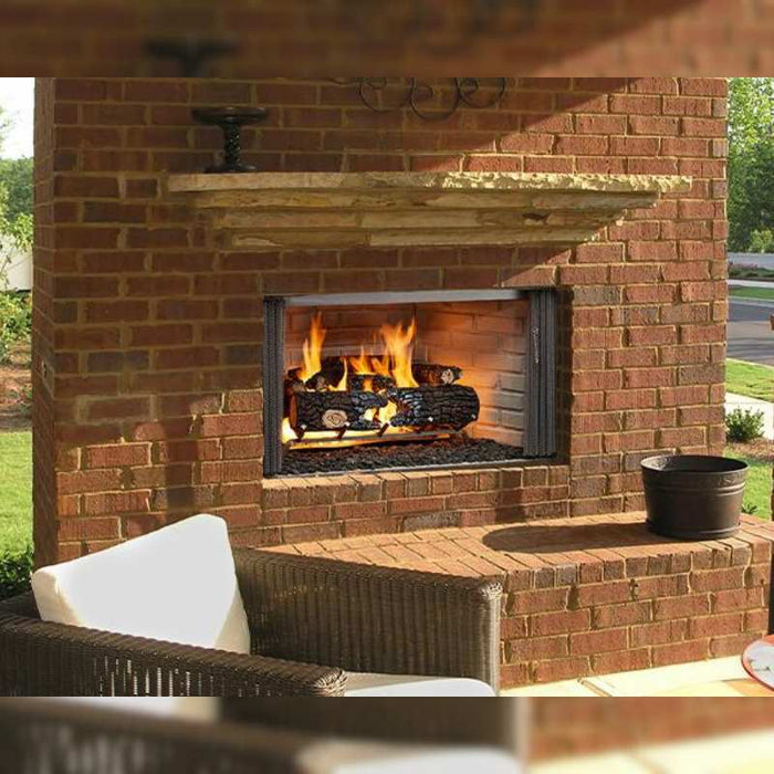 Majestic Villawood 36" Outdoor Wood Burning Fireplace Installed Garden Lounge Area V2