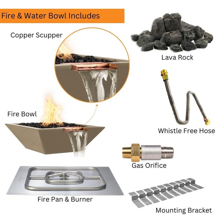 Malibu Fire Water Bowl - GFRC Concrete Included Items