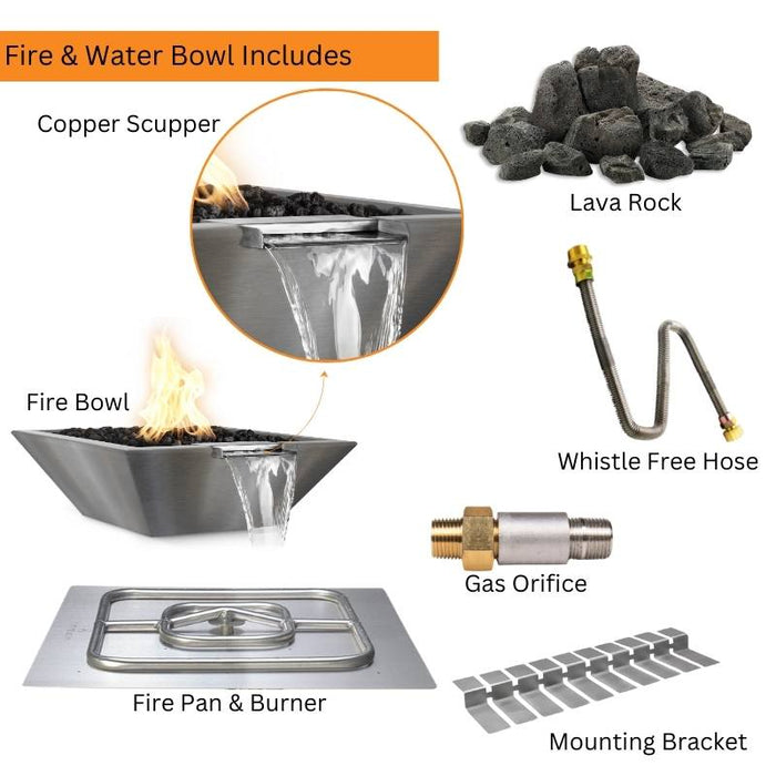 Malibu Fire & Water Bowl - Stainless Steel Included Items V2