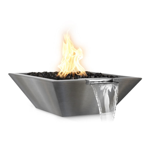 Malibu Fire & Water Bowl - Stainless Steel with Lava Rock plus Fire Burner On White Background