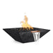 Malibu Fire & Water Bowl - Wood Grain Concrete Ebony with Lava Rock plus Fire Burner On White Background