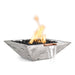 Malibu Fire & Water Bowl - Wood Grain Concrete Ivory with Lava Rock plus Fire Burner On White Background