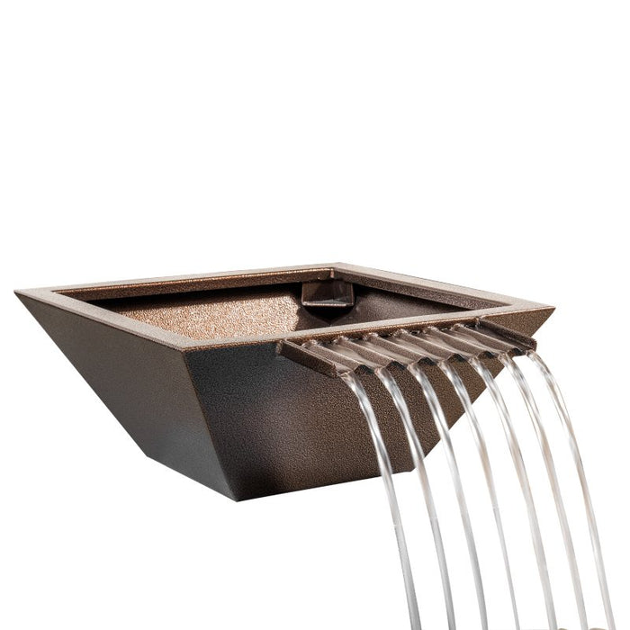 Malibu Gravity Spill Fire & Water Bowl - Copper Vein Stainless Steel Details Water Flow Side View