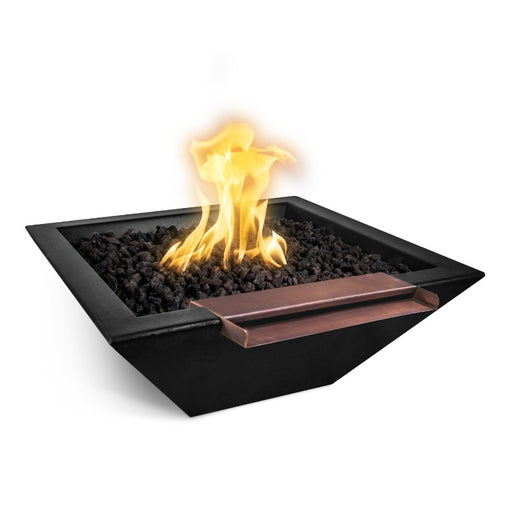 Malibu Wide Spill Fire & Water Bowl - GFRC Concrete Black