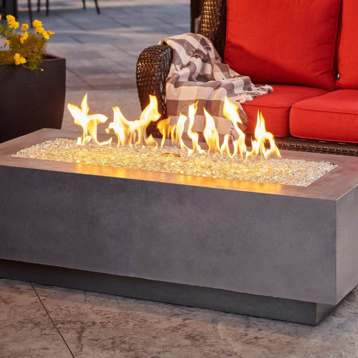 Midnight Mist Cove 54 Linear Gas Fire Pit Table with Clear Tempered Fire Glass Gems plus Fire Burner On Scaled