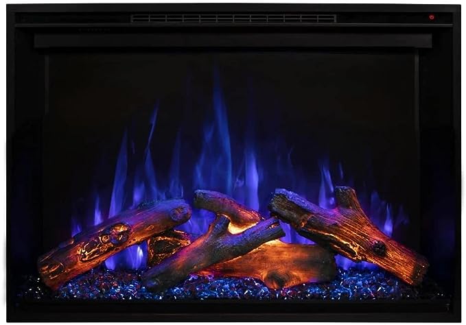 Modern Flames 26 Redstone Built-In Insert Electric Fireplace Face on blue flames logs on