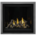 Napoleon Altitude X 36 Direct Vent Fireplace with Black Illusion Glass Panel, Gun Metal Finish Trim and Split Oak Logs Set