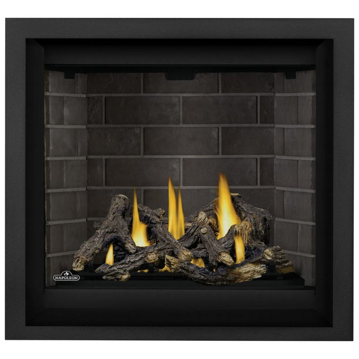 Napoleon Altitude X 36 Direct Vent Fireplace with Westminster Standard, Black Finish Trim and Split Oak Logs Set