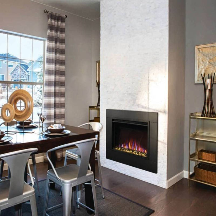 Napoleon Cineview 30 Built-In or Insert Electric Fireplace at the Dinning Lifestyle MultiFlame Yellow Ember