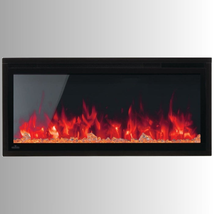 Napoleon Entice 72 Built-InWall Mount Linear Electric Fireplace Crystals Emberbed Dark Orange Flame Scarlet