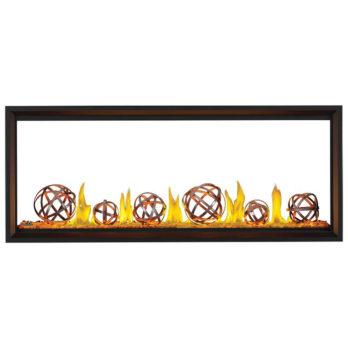 Napoleon Tall Vector 62" See Through Linear Direct Vent Gas Fireplace with Wrought Iron Globes and Clear Embers