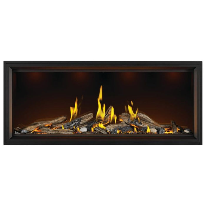 Napoleon Tall Vector 62" With Driftwood Luminous Logs Face On White Background with Black Finishing Trim