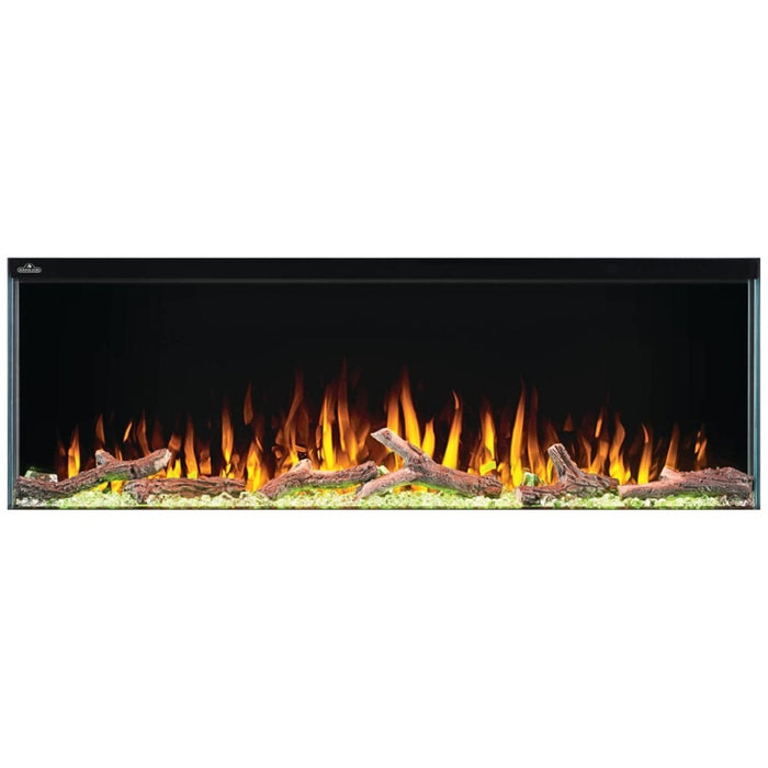 Napoleon Trivista Primis 50 3-Sided Built-in Electric Fireplace Logs Flame Orange Ember Bed Lime Accent Dark Orange