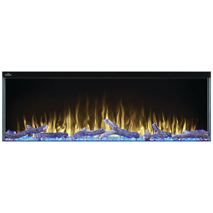 Napoleon Trivista Primis 50 3-Sided Built-in Electric Fireplace Logs Flame Yellow Ember Bed Blue Accent Blue