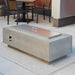 Natural Grey Cove 54 Linear Gas Fire Pit Table Installed with Stainless Steel Burner Cover