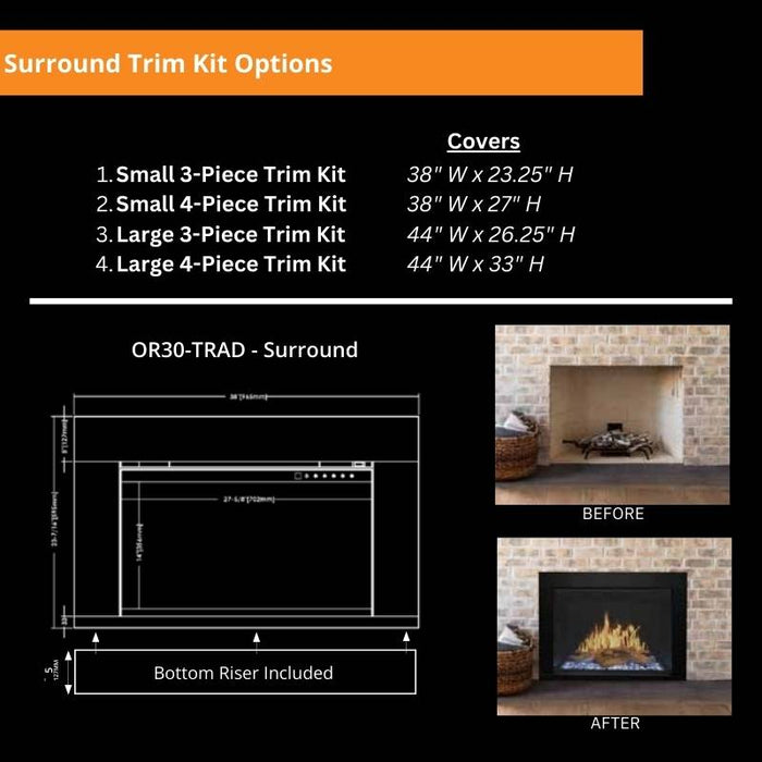 Modern Flames Orion Traditional 30" Virtual Electric Fireplace | OR30-TRAD