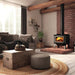 Osburn 1700 Wood Stove with Black Door Overlay and Black Cast Iron Straight Leg Kit