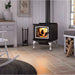 Osburn 3300 Wood Stove with Brushed Nickel overlay and Burshed Nickel Cast Iron Traditional Leg Kit