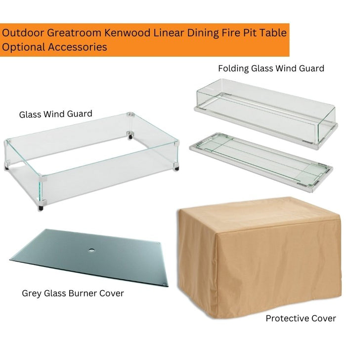 Outdoor Greatroom Kenwood Linear Dining Fire Pit Table Optional Accessories