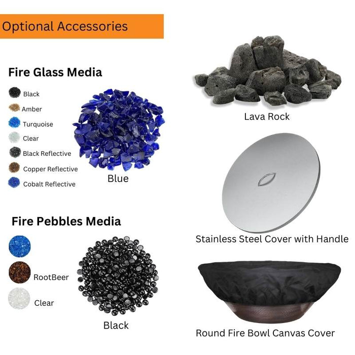 Reno Fire Bowl - Hammered Copper  31 Optional Accessories