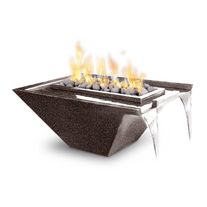 Rio Fire & Water Bowl - Powder Coated Metal  30" Copper-Vein with Polished Lava Rock