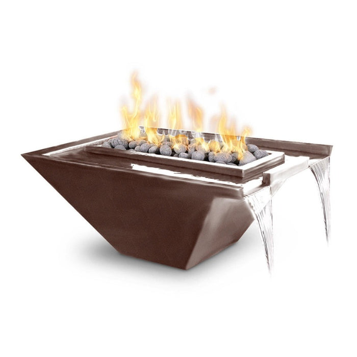 Rio Fire & Water Bowl - Powder Coated Metal 36" Java with Polished Lava Rock