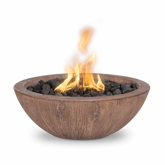 Savannah Fire Bowl Wood Grain Concrete Color Oak with Lava Rock