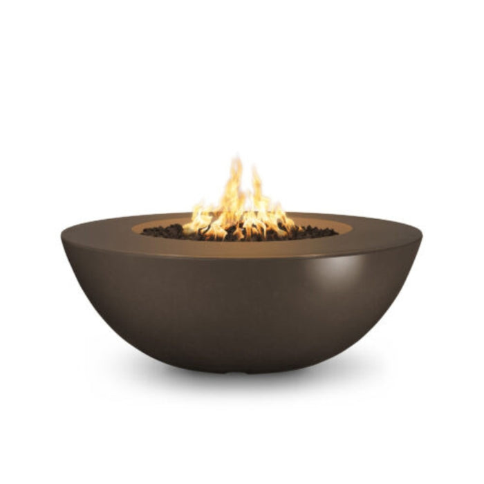 Savannah Fire Pit - GFRC Concrete Wide Ledge Chocolate with Lava Rock