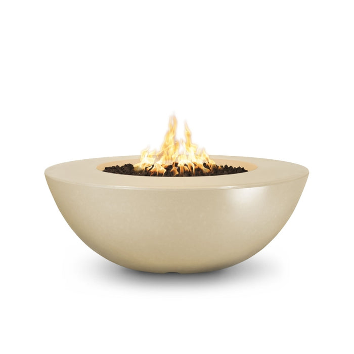 Savannah Fire Pit - GFRC Concrete Wide Ledge Vanilla with Lava Rock