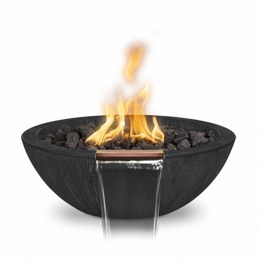 Savannah Fire & Water Bowl - Wood Grain Concrete Ebony with Lava Rock