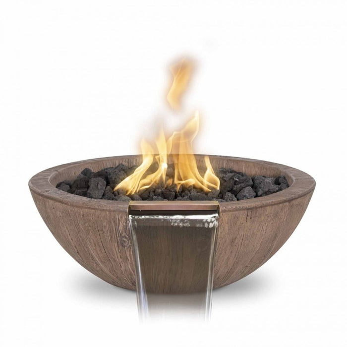 Savannah Fire & Water Bowl - Wood Grain Concrete Oak with Lava Rock