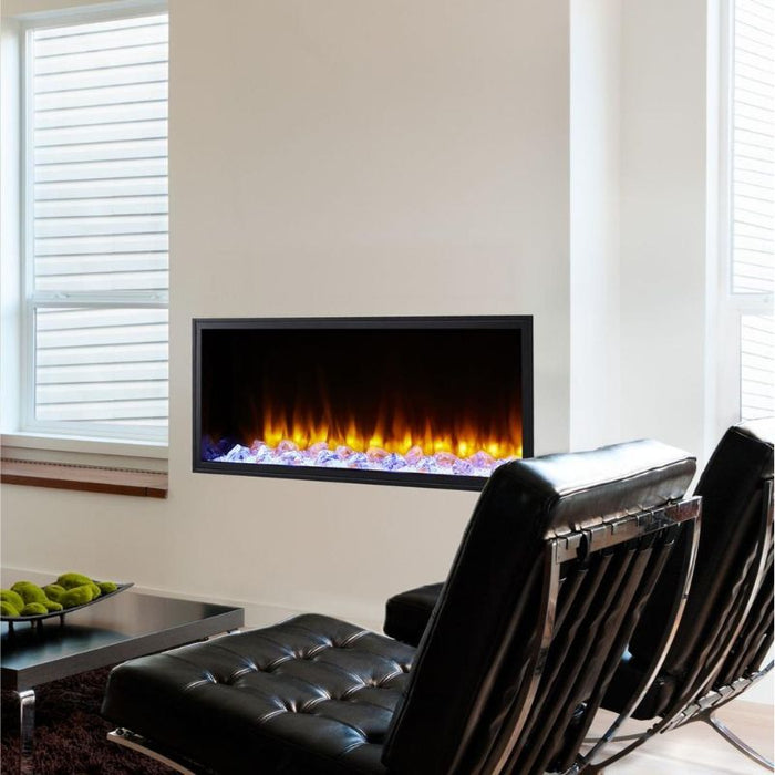 Simplifire Scion 55 Linear Electric Fireplace Built in  Living Room with Large Crystal Clear Media