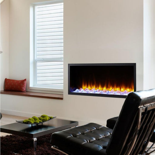 Simplifire Scion 78 Linear Electric Fireplace Built in  Living Room with Large Crystal Clear Media