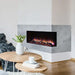 Simplifire Scion Trinity 43 3-Sided Linear Electric Fireplace built in with 2-sided install