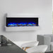 Simplifire Scion Trinity 43" 3-Sided Linear Electric Fireplace with Floating Mantel Kit blue embers and driftwood logs