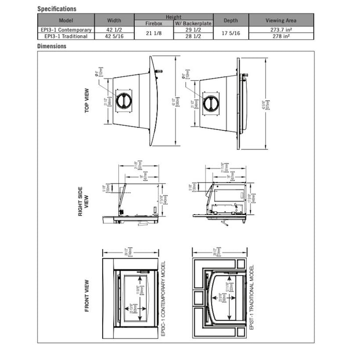 Napoleon Oakdale Contemporary Cast Iron Wood Insert | EPI3C