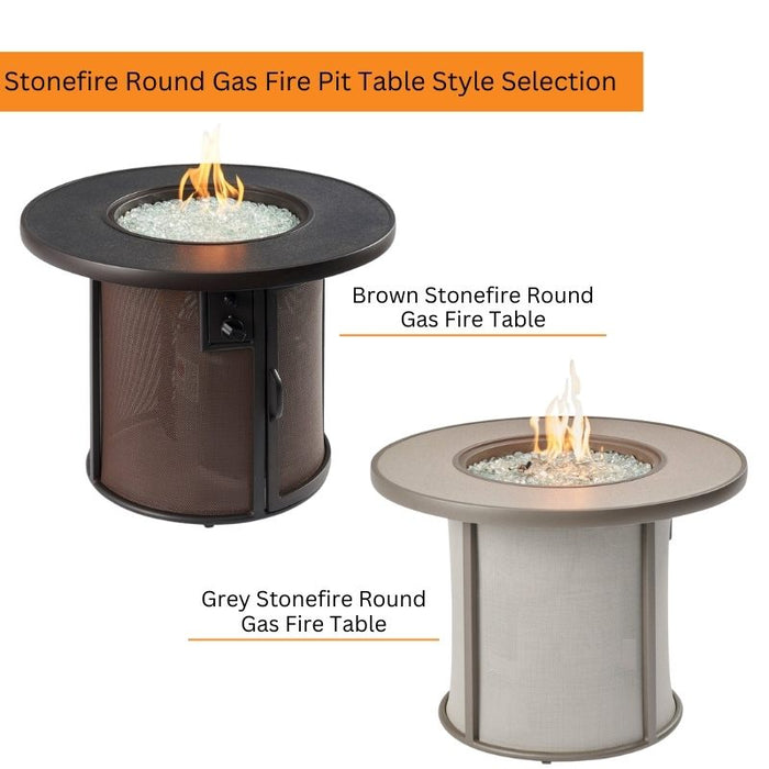 Stonefire Round Gas Fire Pit Table Style Selection Brown and Grey V1