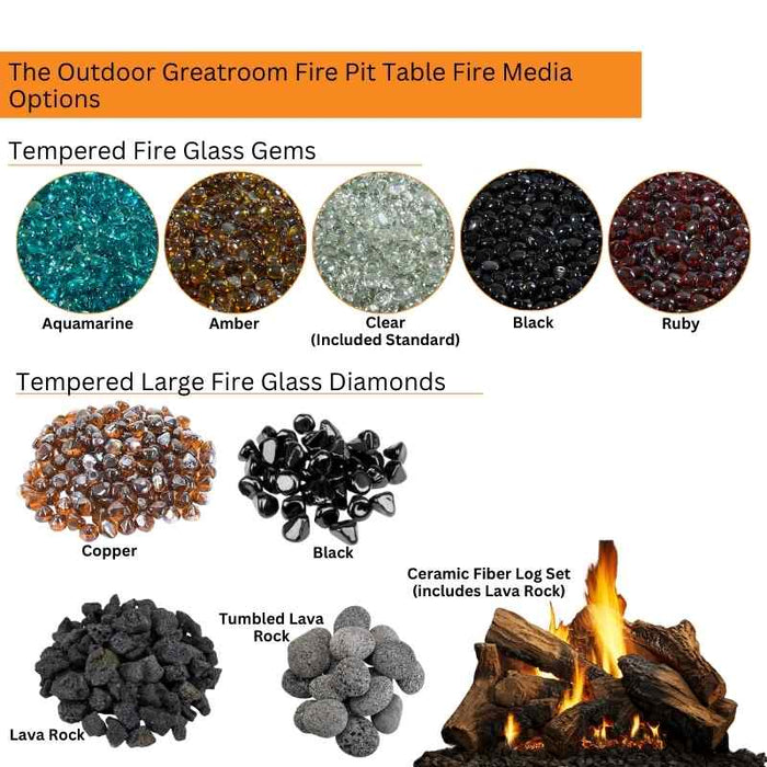 The Outdoor Greatroom Fire Pit Table Fire Media Options V1