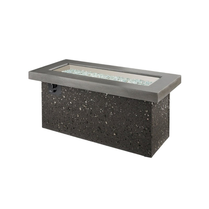 The Outdoor Greatroom Midnight Mist Key Largo Linear Gas Fire Pit Table with Clear Tempered Fire Glass Gems