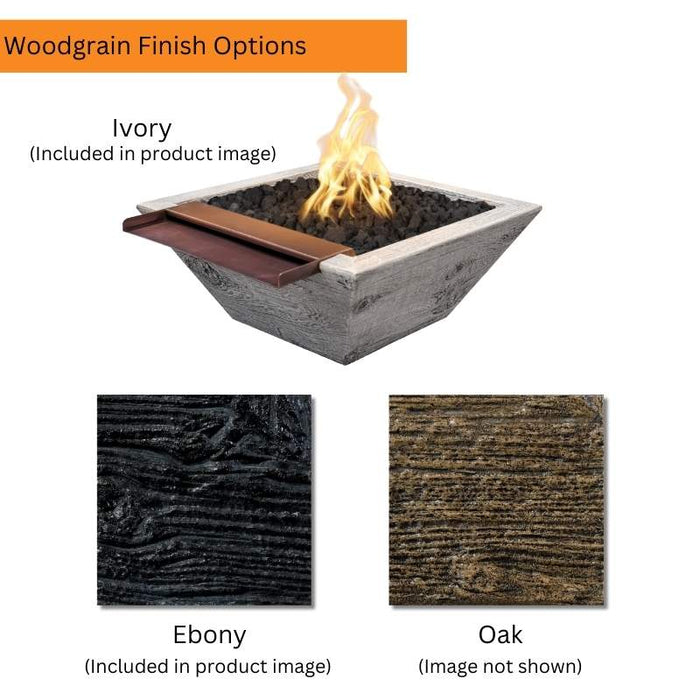 Wide Spill Fire & Water Bowl Wood Grain Concrete Finish Options